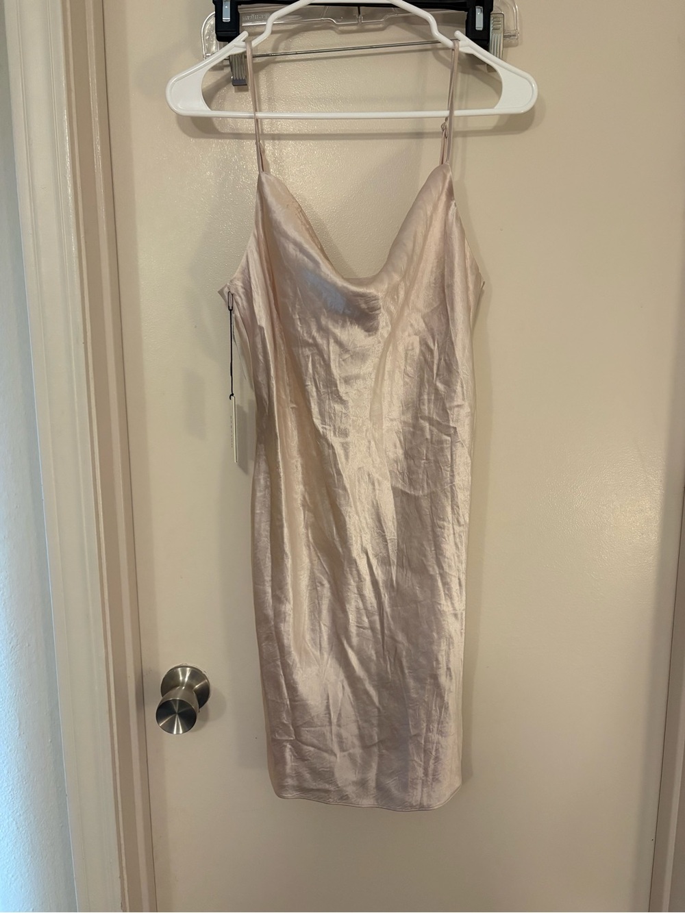 Babaton Cream Satin Slip Chemise with Spaghetti Straps size medium new NWT